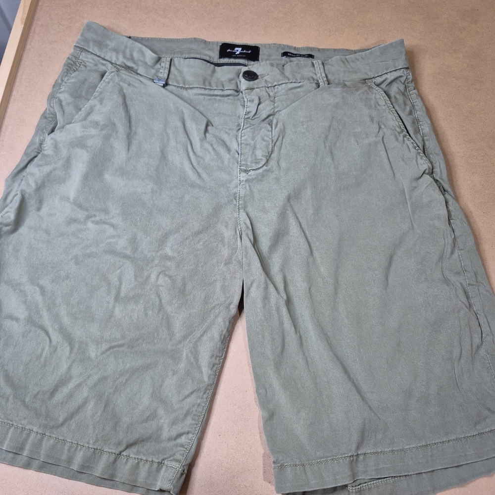 7 For All Mankind Olive Flat Front Shorts 2396/420